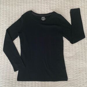 Cherokee Ultimate Shirt Girls Size Large Solid Black Long Sleeves Classic Cotton